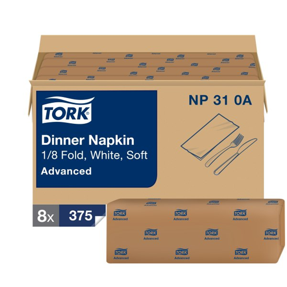 Tork White Dinner Napkin (15 in. x 16.25 in., 375 Napkins/Pack, 300/Pack)